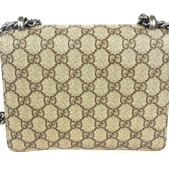 GUCCI GG Monogram Mini Dionysus Shoulder Bag - Taupe with Black Suede - Picture 4 of 12